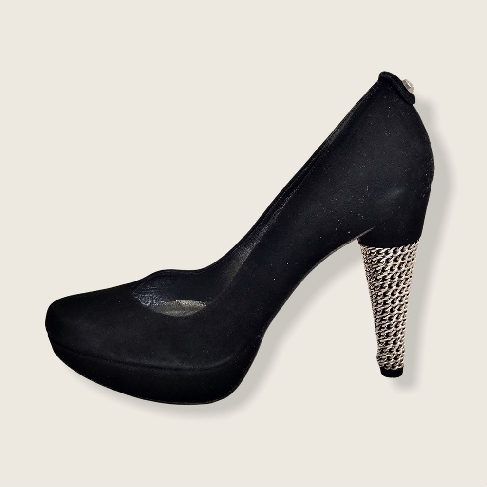 Stuart Weitzman Black Suede Chain Link Pump Heels - Picture 11 of 11
